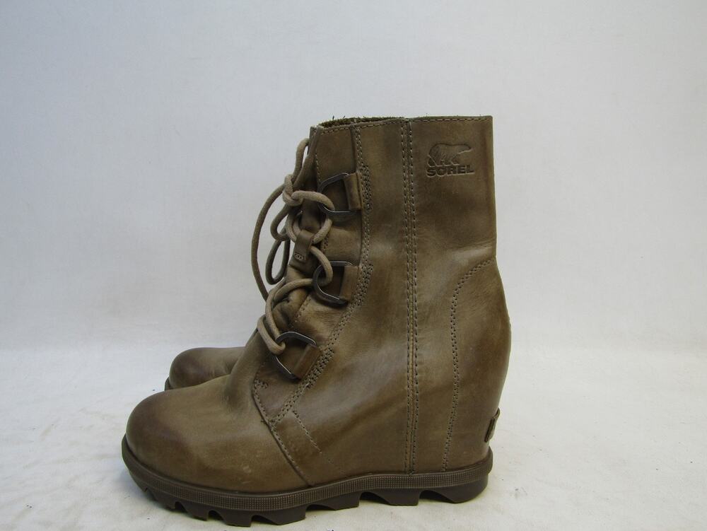 Sorel Womens Size 6.5 Brown Leather Lace Up Wedge Ankle Fashion Boots Bootie